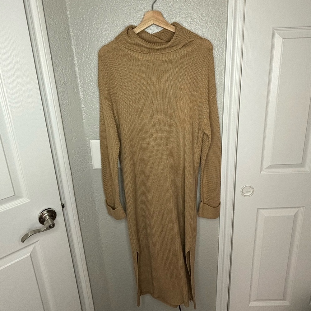 StitchDrop Turtleneck Slit Midi Dress